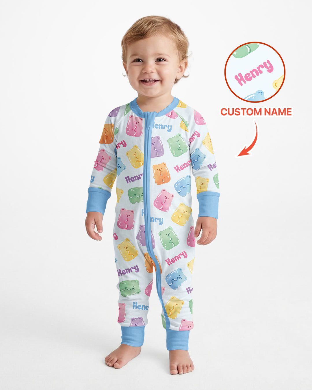 Kawaii Jelly Gummy Bears Custom Name Bamboo Convertible Zippy