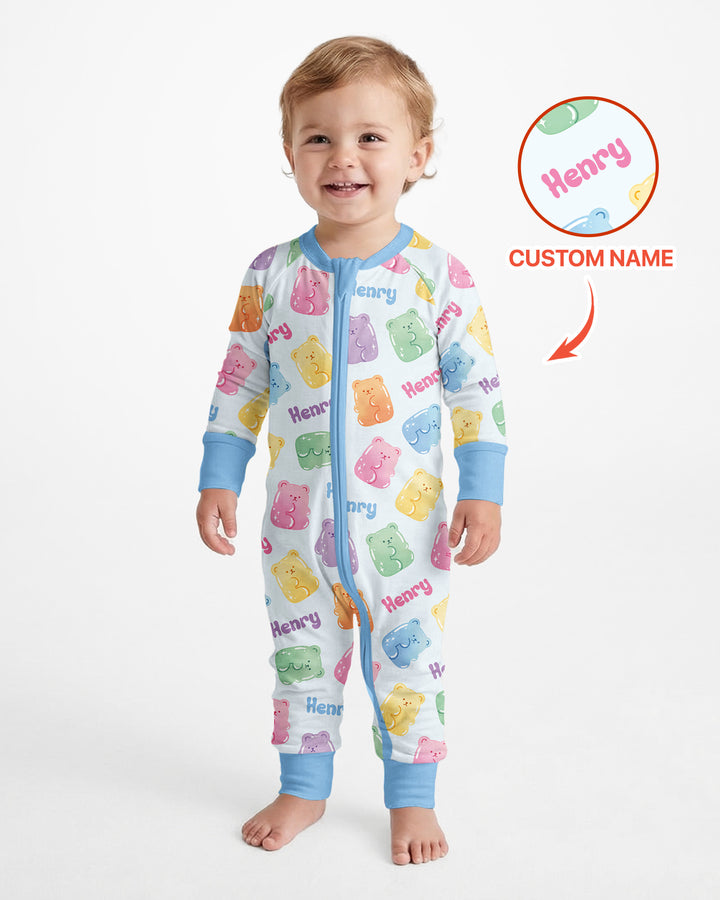 Kawaii Jelly Gummy Bears Custom Name Bamboo Convertible Zippy