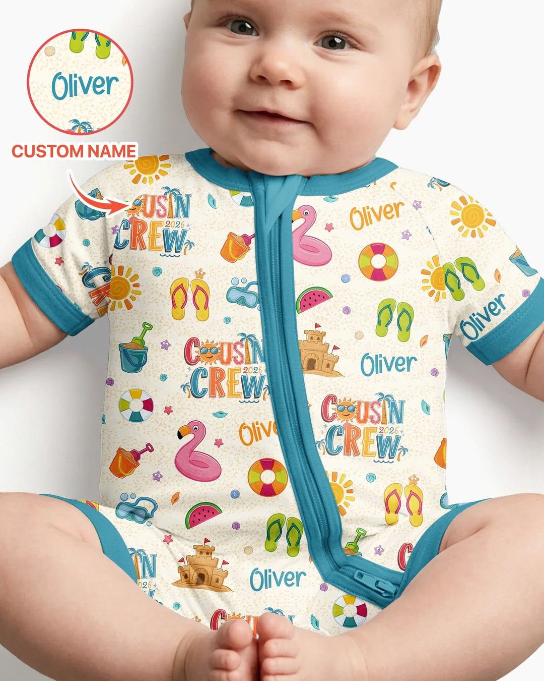 Custom Name Summer 2026 Cousin Crew Bamboo Shorty Zippy