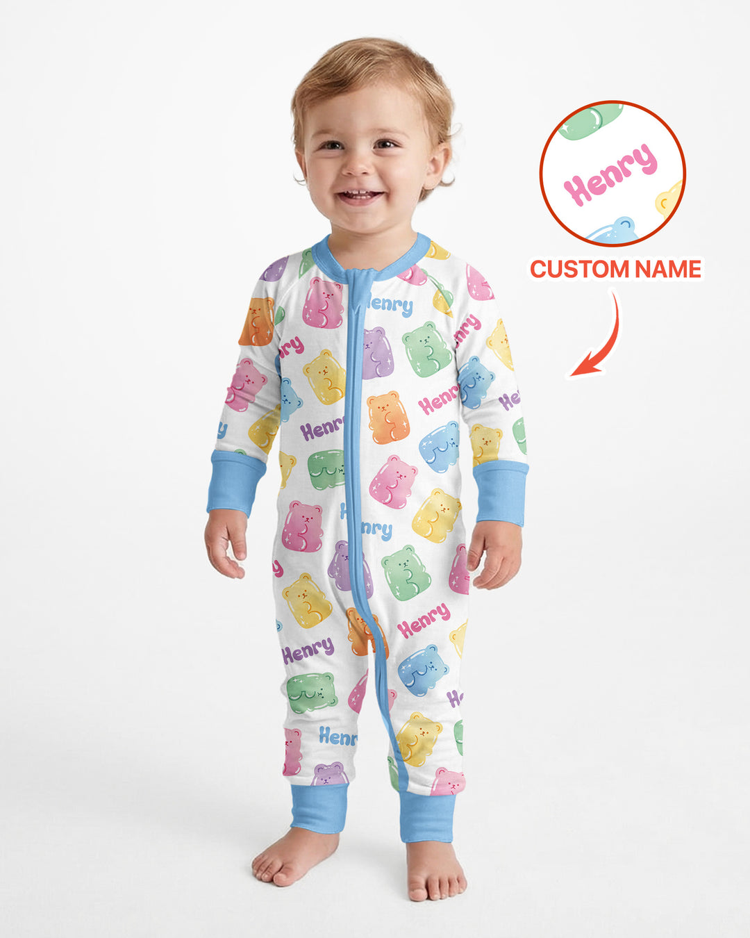 Kawaii Jelly Gummy Bears Custom Name Bamboo Convertible Zippy
