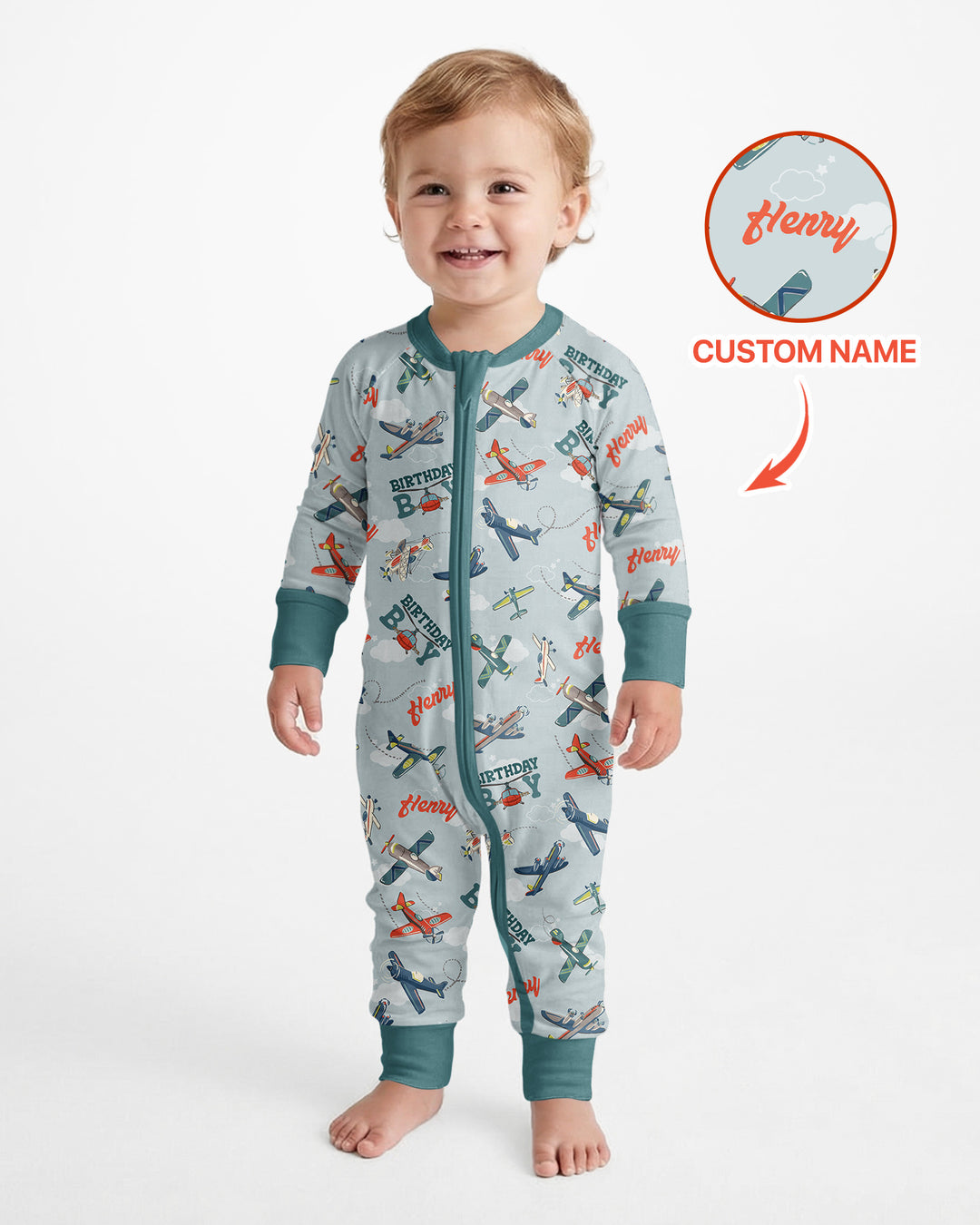 Personalized Airplane Birthday Boy Bamboo Convertible Zippy