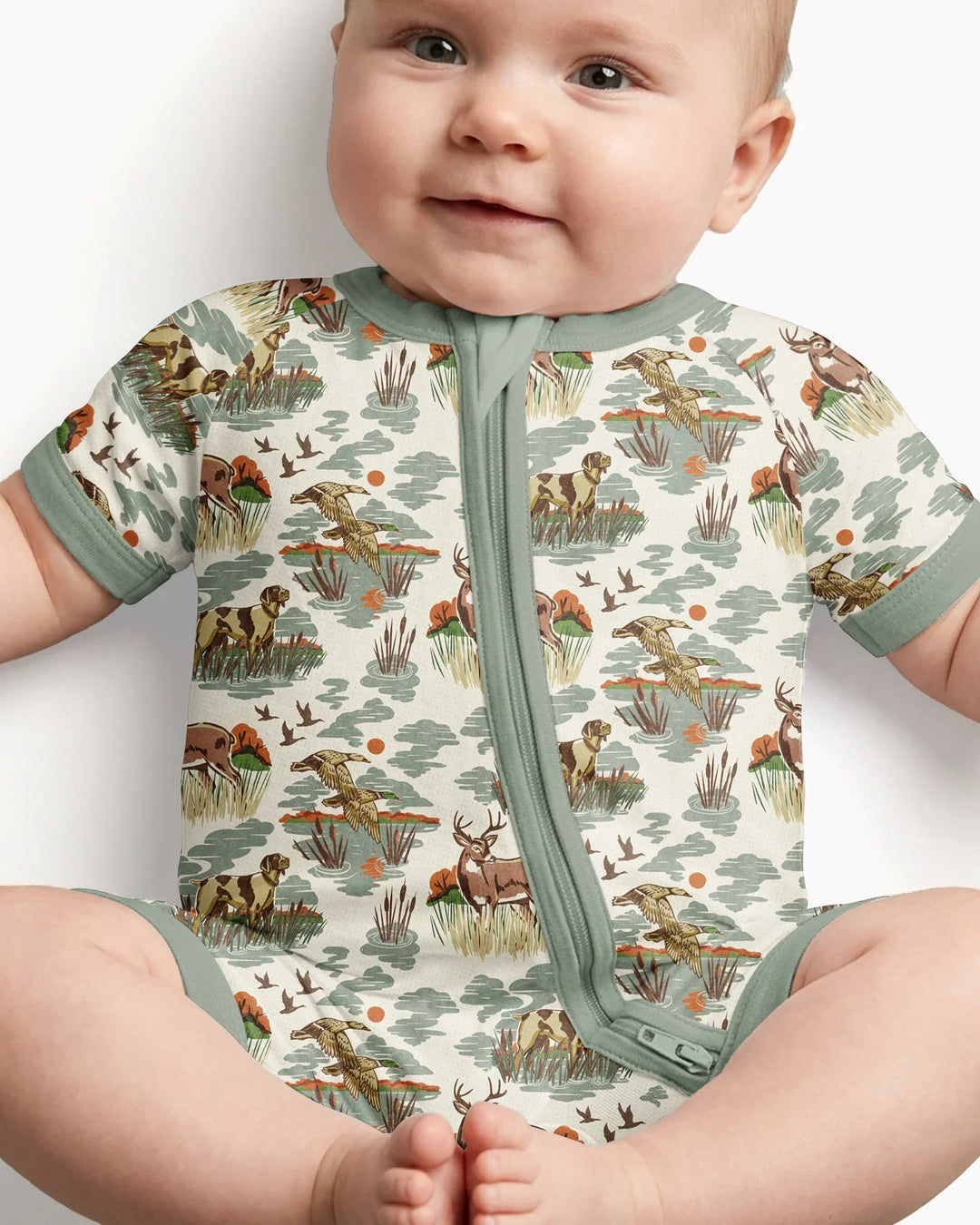 Vintage Hunting Season Daddy& Me Matching Bamboo Shorty Zippy