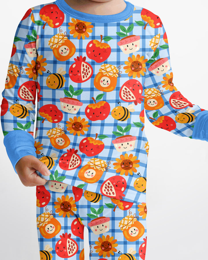 Zweiteiliges Langarm-Pyjama-Set mit Sommerfrüchten