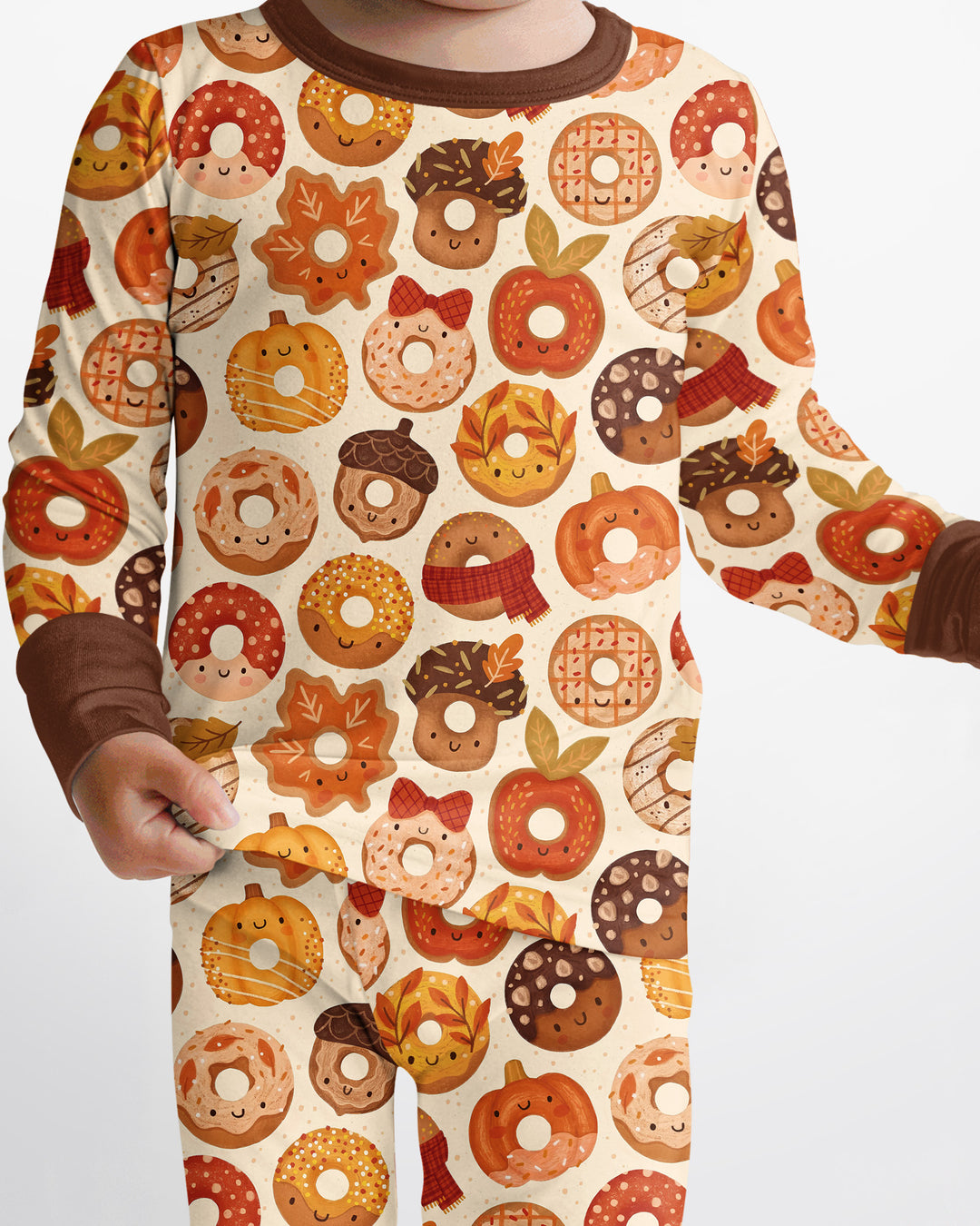 Cute Autumn Donut Bamboo Two Piece Long Sleeve Pajama Set