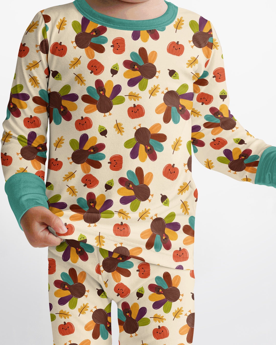 Thankful Turkey Days Bamboo Two Piece Long Sleeve Pajama Set