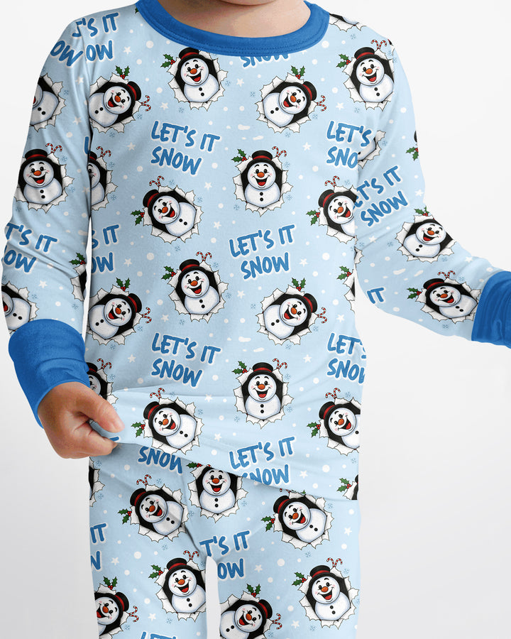 Funny Snowman Bamboo Two Piece Long Sleeve Pajama Set
