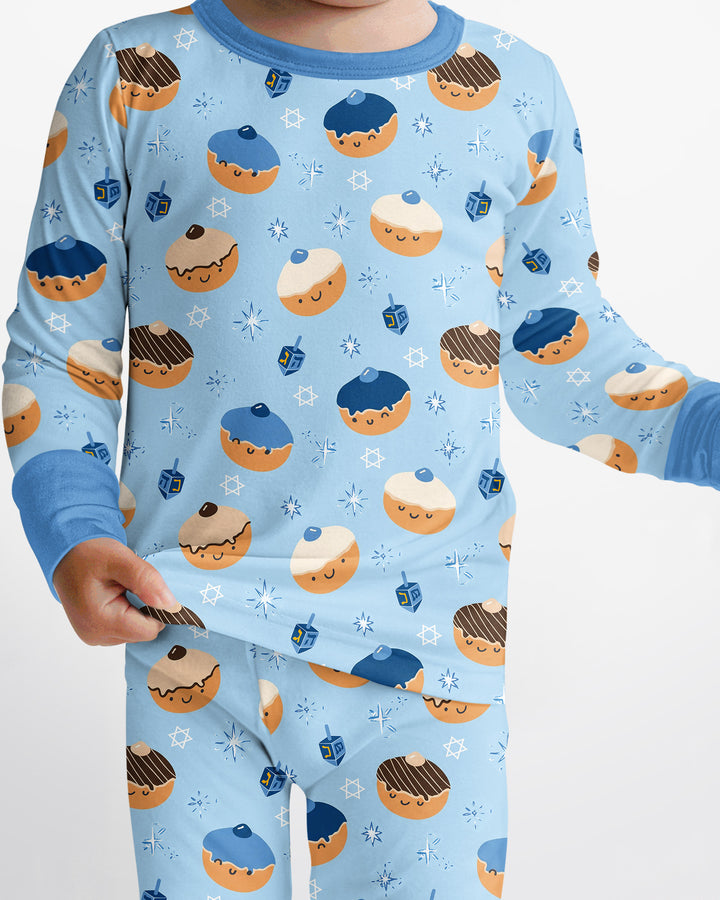 Hanukkah Donut Family Matching Bamboo Two Piece Long Sleeve Pajama Set