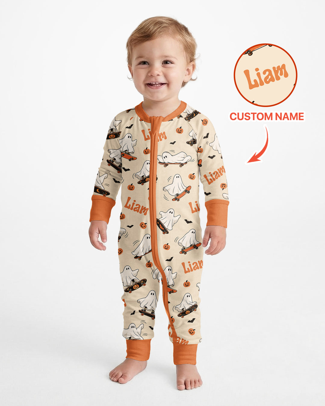 Skateboarding Ghost Halloween Bamboo Convertible Zippy