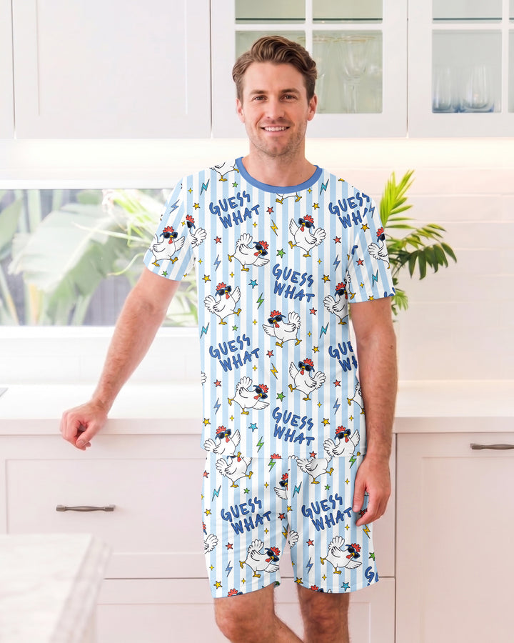 Guess What? Chicken Butt! Bamboo Men Short Sleeve Short Pajama Set