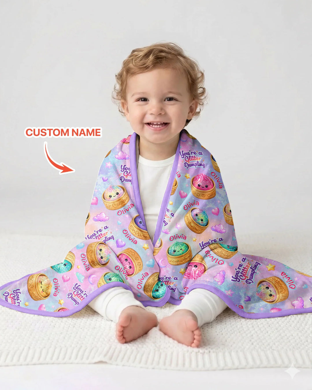 Custom Name You're A Glitter Dumpling Bamboo Blanket