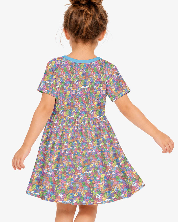 Doodle Characters Pastel Bamboo Twirl Dress