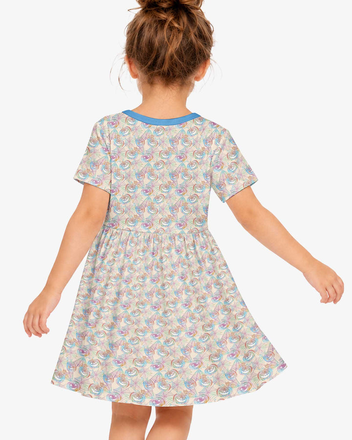 Pastel Halloween Jack O Lanterns Bamboo Twirl Dress