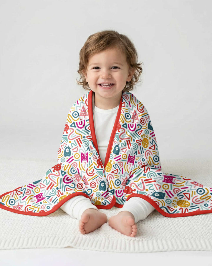 Rainbow Monster Party Bamboo Blanket