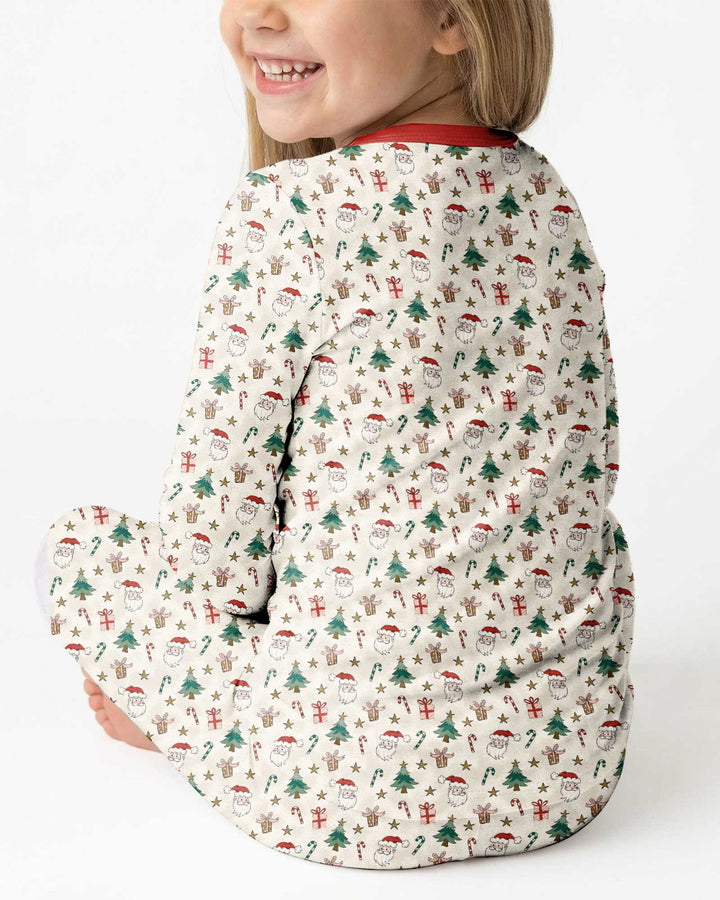 Snowy Santa Bamboo Two Piece Long Sleeve Pajama Set