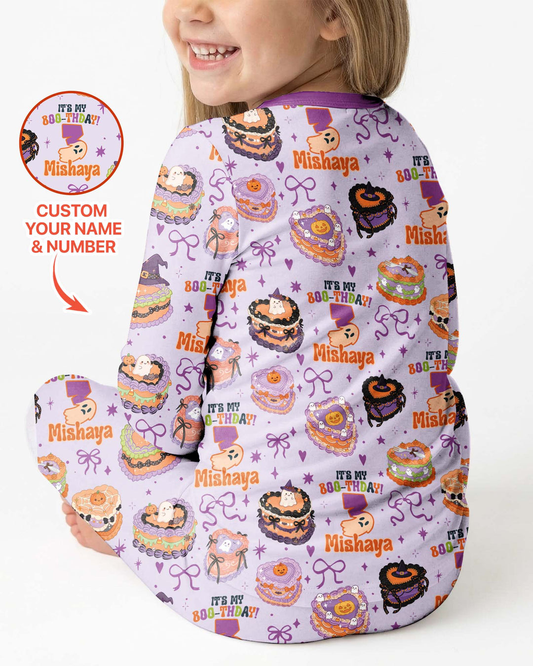 Custom Halloween Birthday Bamboo Two Piece Long Sleeve Pajama Set