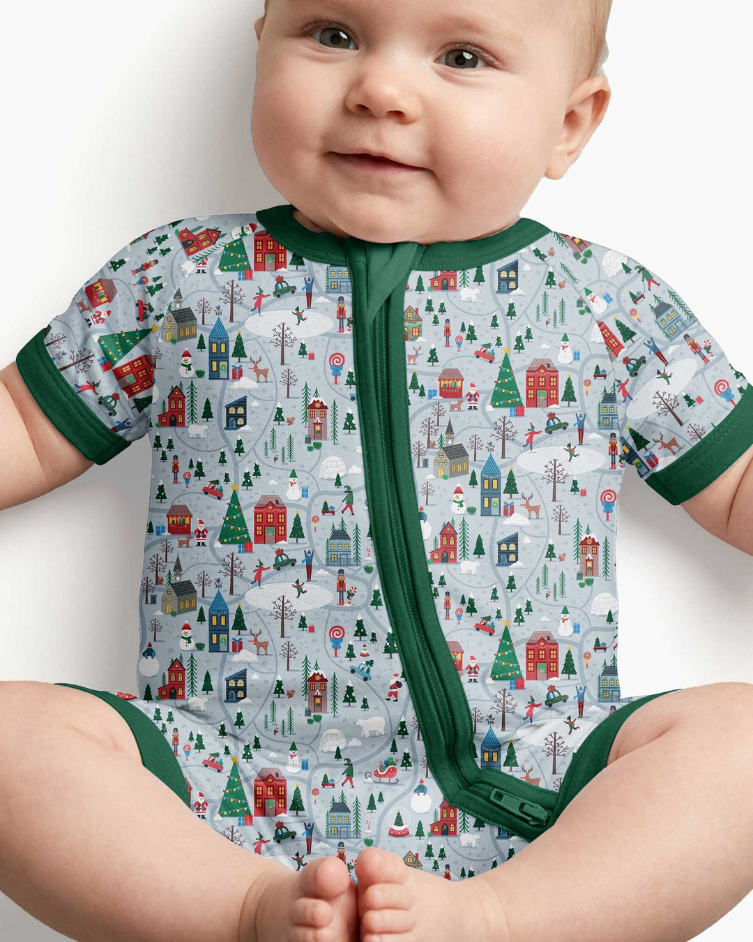 Snowy Christmas Village Map Bamboo Shorty Zippy