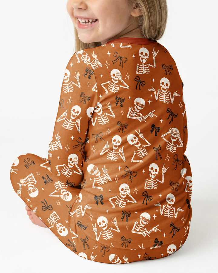 Funny Skeleton Bamboo Two Piece Long Sleeve Pajama Set