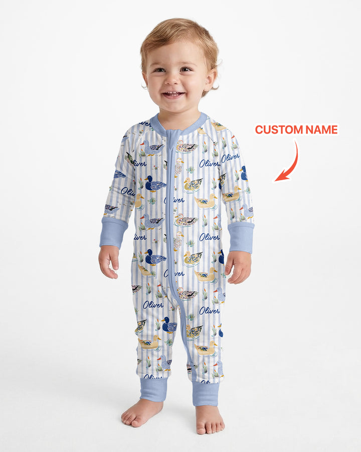 Whimsical Duck Custom Name Bamboo Convertible Zippy