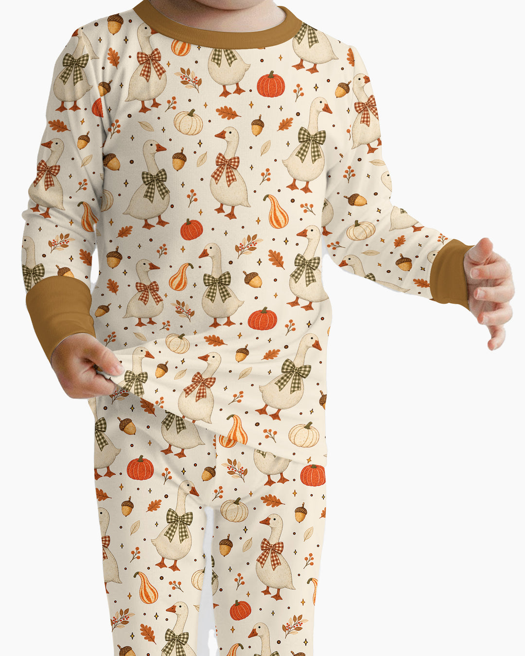 Vintage Fall Geese Bamboo Two Piece Long Sleeve Pajama Set