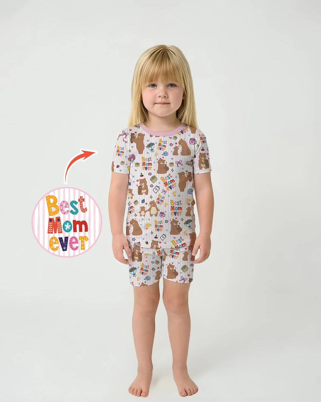 Template Zweiteiliges Pyjama-Set mit kurzen Ärmeln und Shorts