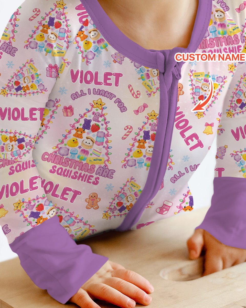 Custom Name All I Want For Christmas Are Squishies Bamboo Convertible Zippy