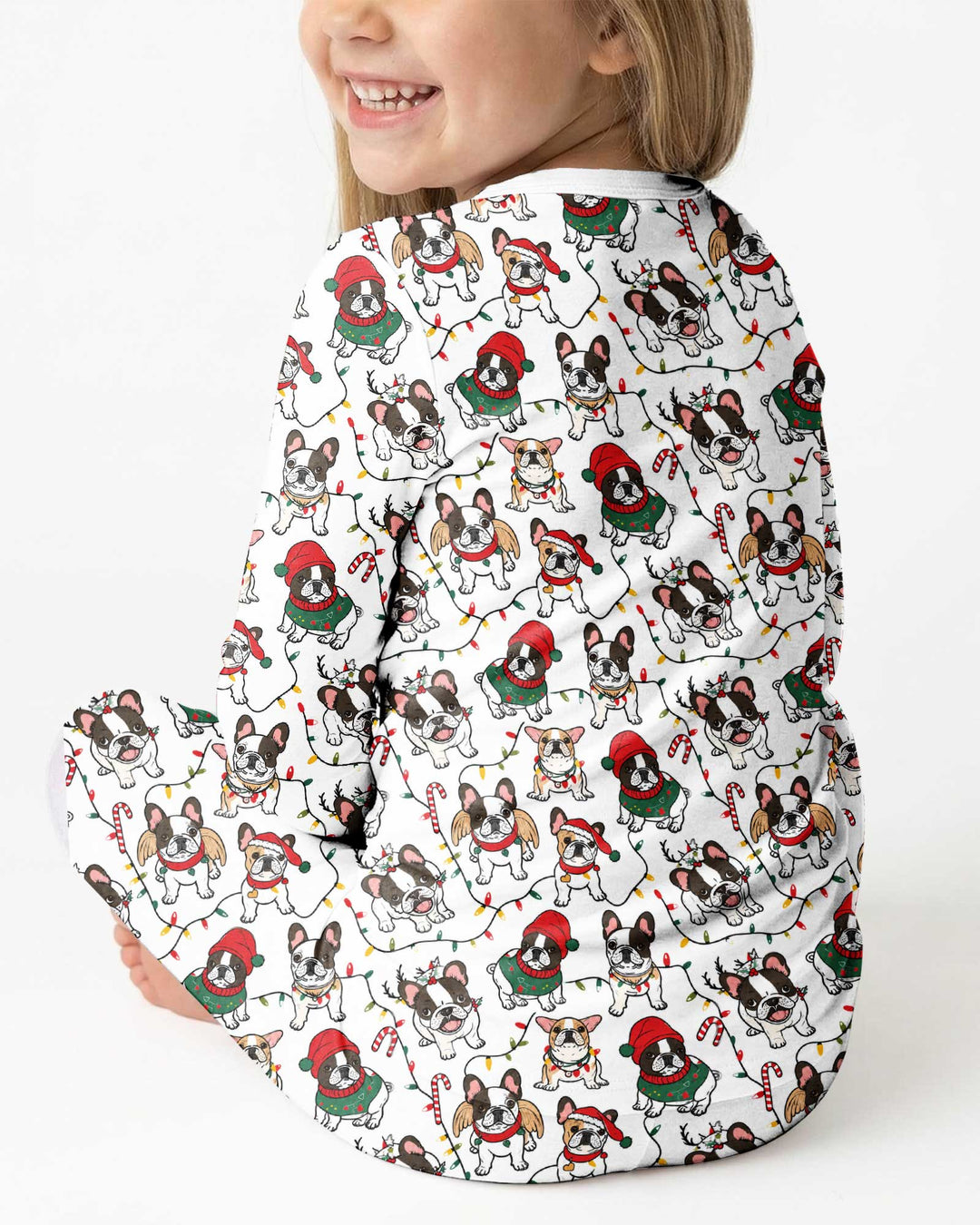 Bulldog Christmas Bamboo Two Piece Long Sleeve Pajama Set