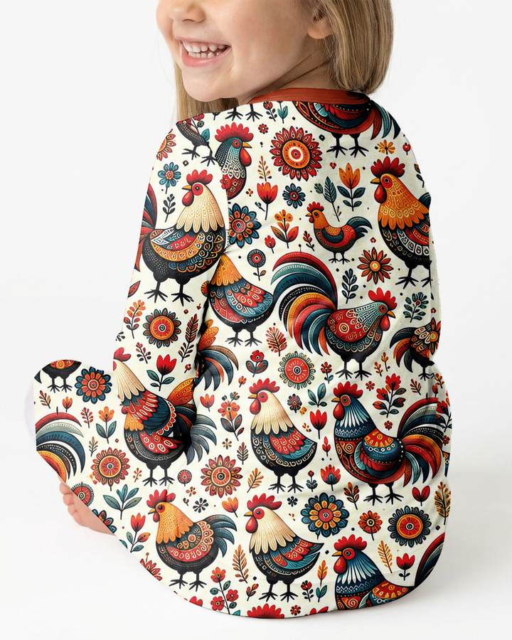 Country Chickens Bamboo Two Piece Long Sleeve Pajama Set