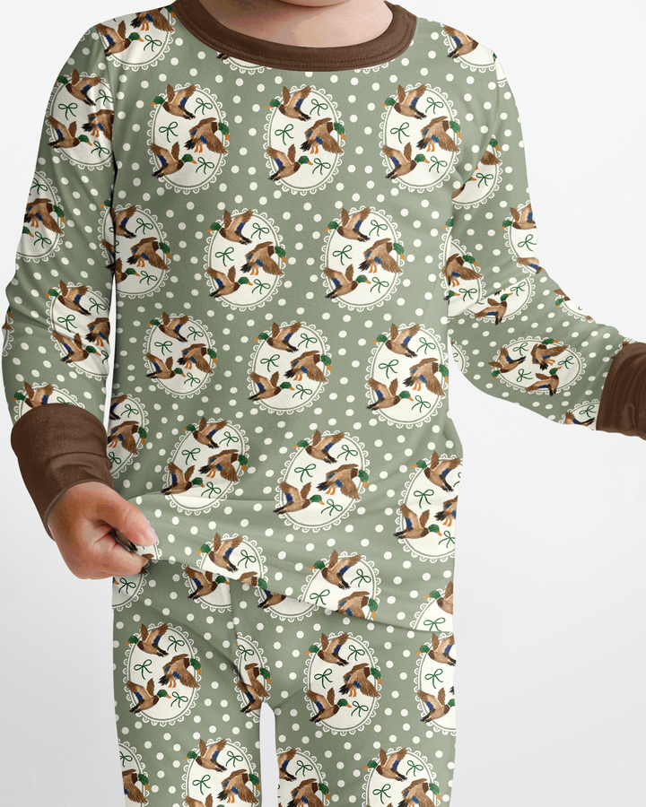 Dapper Ducks & Bows Bamboo Two Piece Long Sleeve Pajama Set