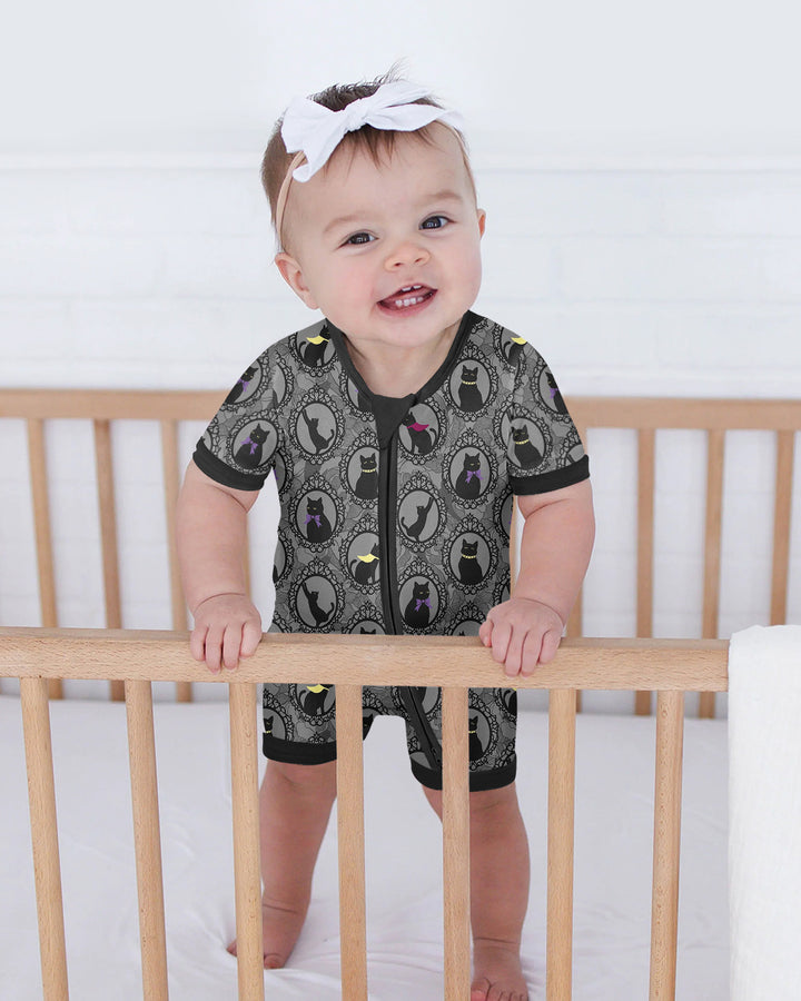 Midnight Cat Parade Bamboo Shorty Zippy