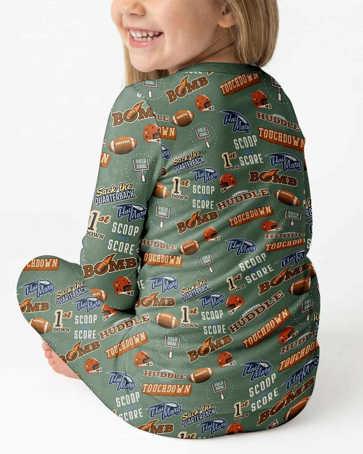 Football Lingo Bamboo Two Piece Long Sleeve Pajama Set