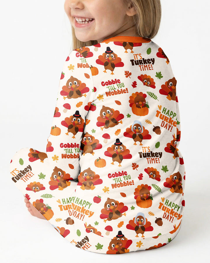 Happy Turkey Day Bamboo Two Piece Long Sleeve Pajama Set