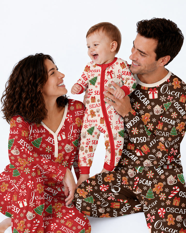 Merry Christmas Custom Name Bamboo Men's Pajama Set