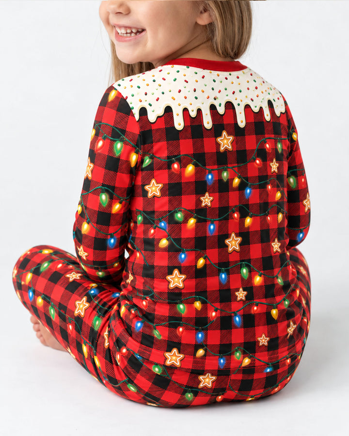 The Cookie Crew Custom Gingerbread Letter Bamboo Two Piece Long Sleeve Pajama Set