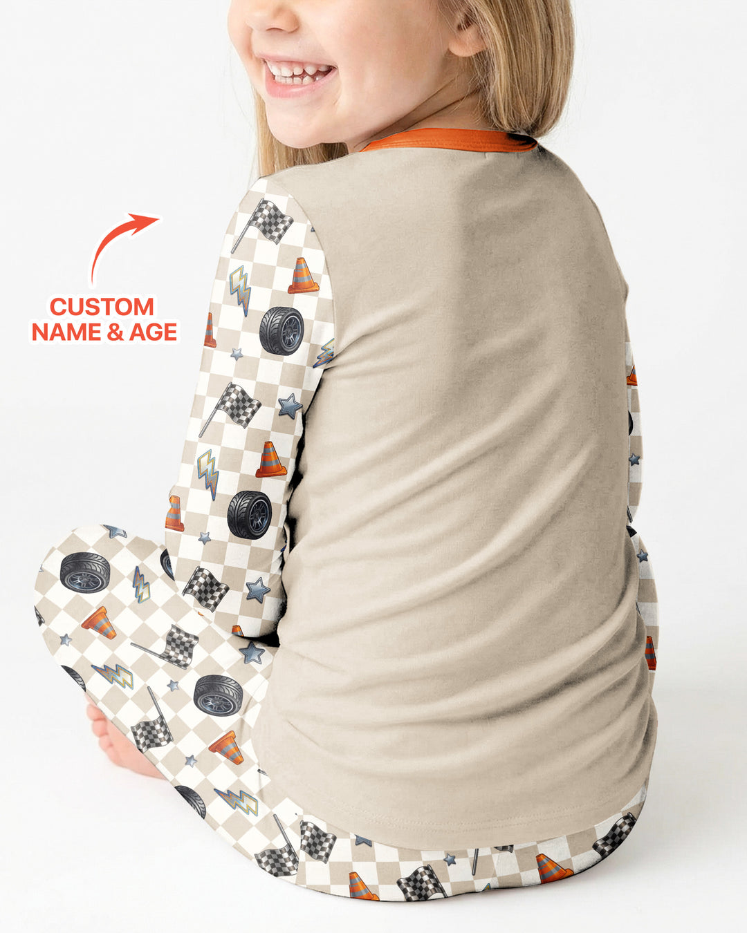Custom Race Car Bamboo Two Piece Long Sleeve Pajama Set