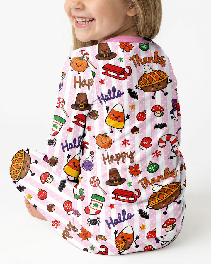 Happy Hallothanksmas Bamboo Two Piece Long Sleeve Pajama Set