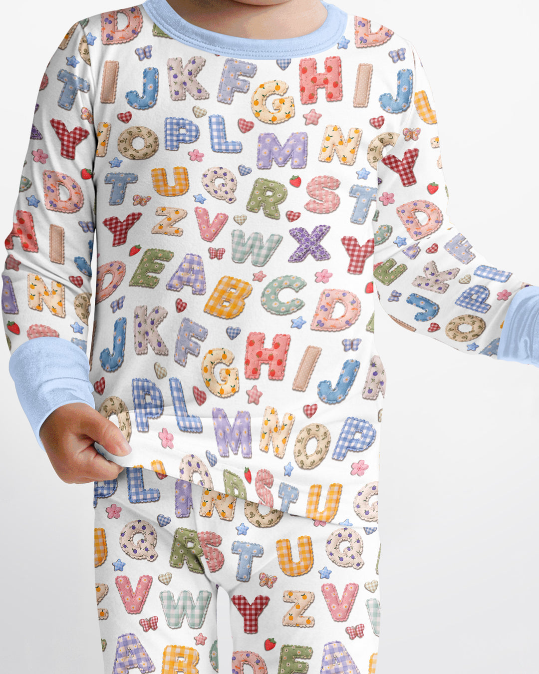 Fabric Alphabet Letters Bamboo Two Piece Long Sleeve Pajama Set