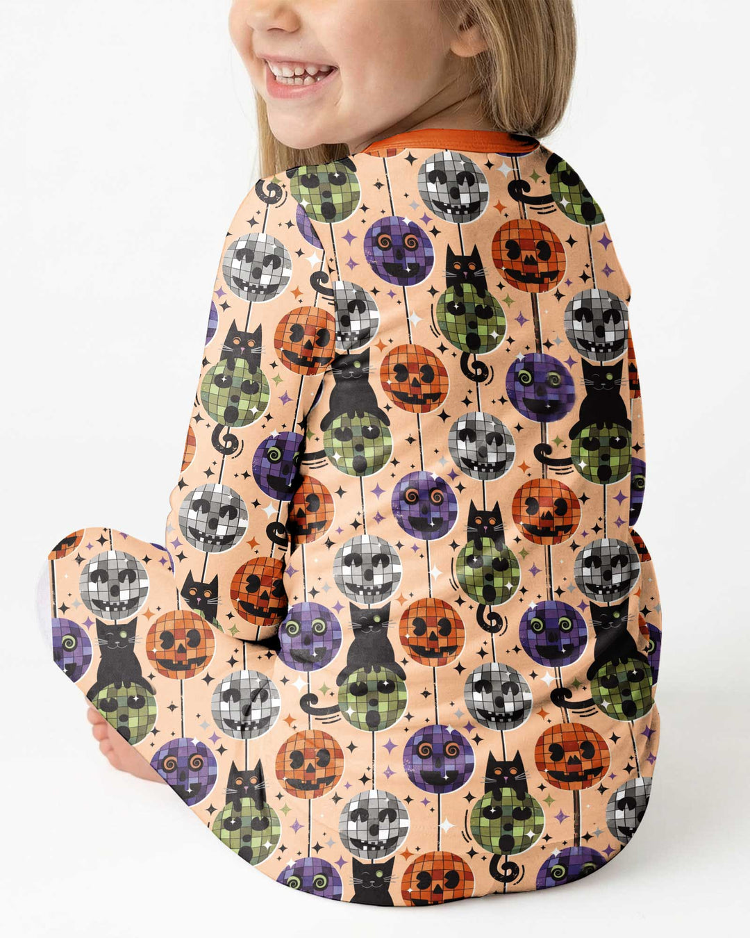 Groovy Halloween Disco Cat Bamboo Two Piece Long Sleeve Pajama Set