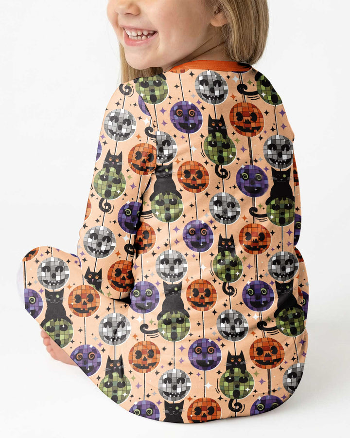 Groovy Halloween Disco Cat Bamboo Two Piece Long Sleeve Pajama Set