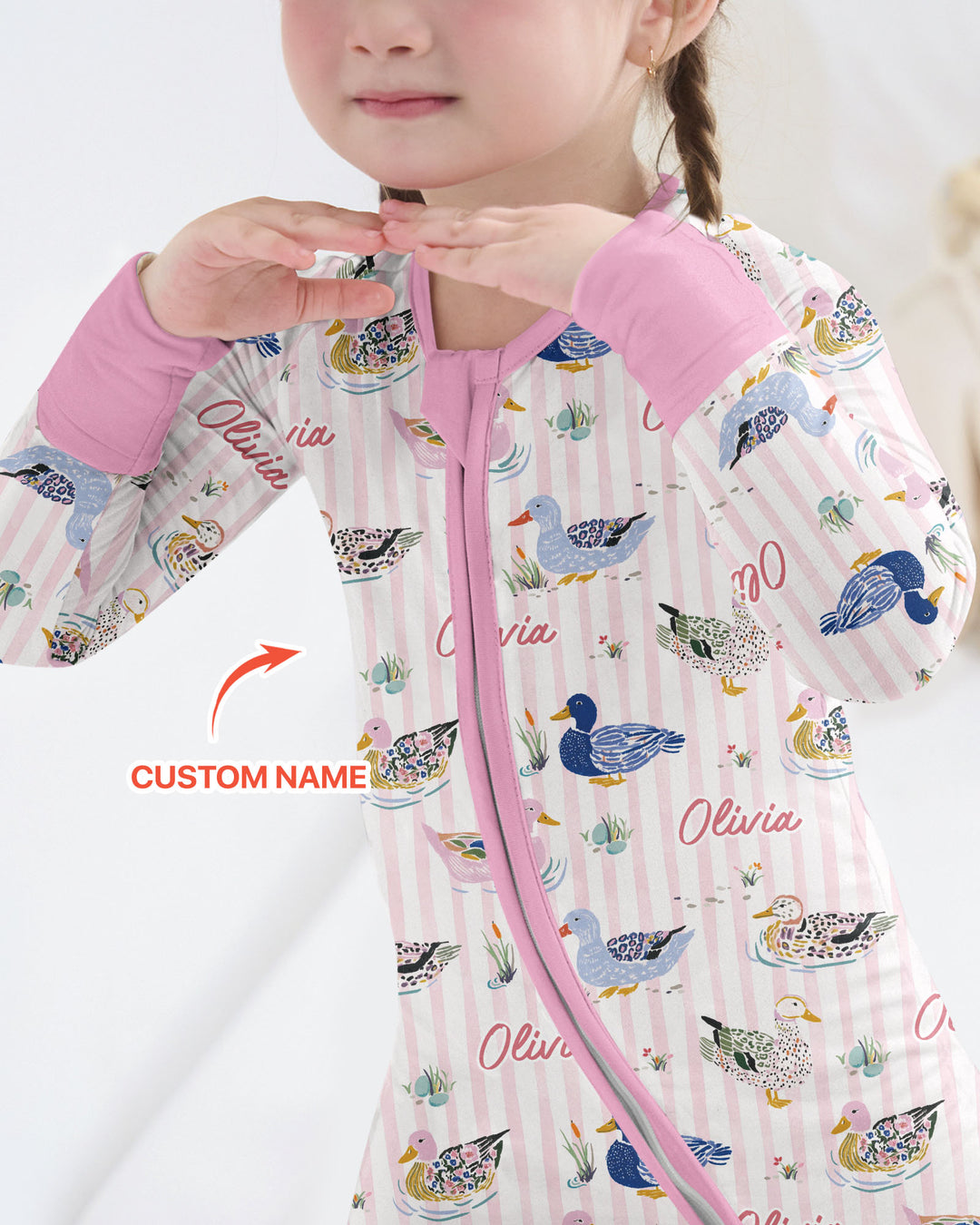 Whimsical Duck Custom Name Bamboo Convertible Zippy