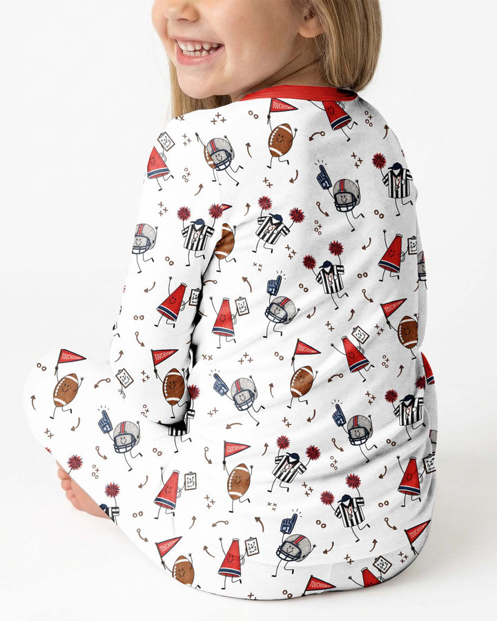 Happy Football Doodles Bamboo Two Piece Long Sleeve Pajama Set