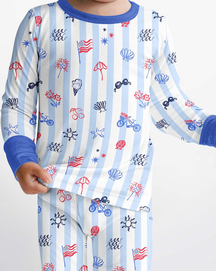 Zweiteiliges Langarm-Pyjama-Set mit Sommerfrüchten