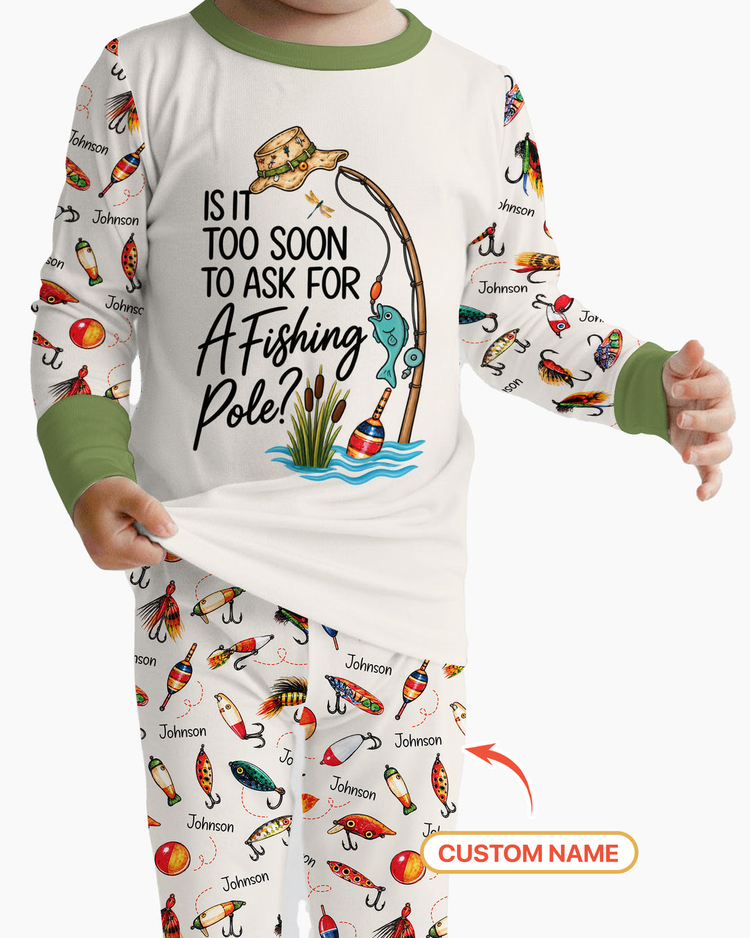 Custom Name Is It Too Soon to Ask for a Fishing Pole Bamboo Two Piece Long Sleeve Pajama Set