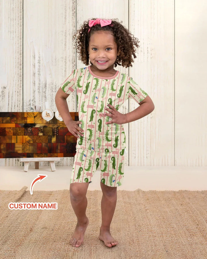 Zweiteiliges Pyjama-Set mit kurzen Ärmeln und Shorts im Sommer-Design