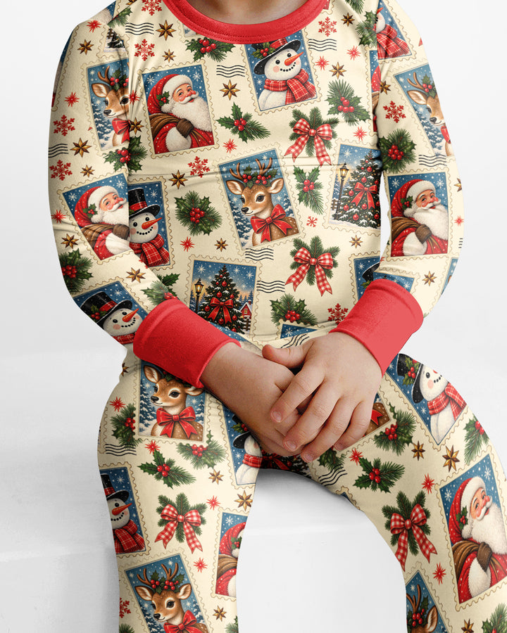 Holly Jolly Stamps Bamboo Two Piece Long Sleeve Pajama Set