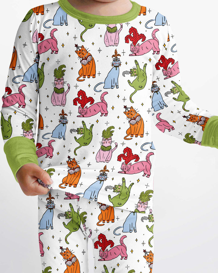 Whimsical Cats Bamboo Two Piece Long Sleeve Pajama Set