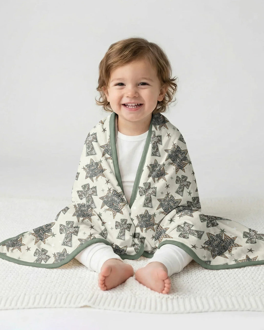 Camo God is Good Family Matching Bamboo Blanket