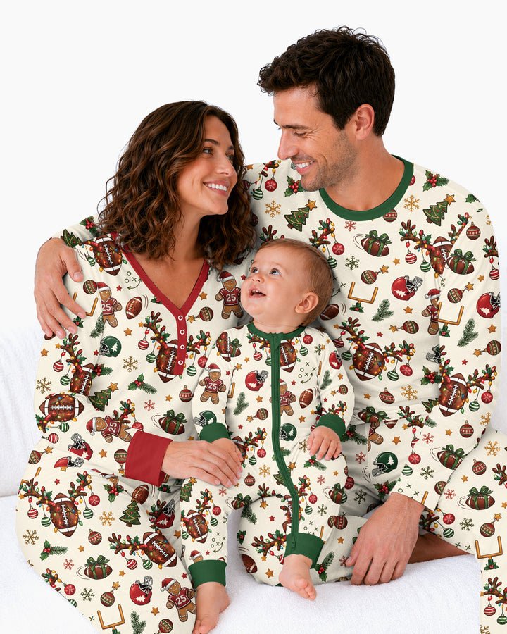Football Christmas Merry Kickmas Bamboo Women Pajama Set