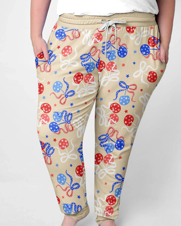 Kirsch-Amerika 4. Juli Bambus Pyjama-Set für Damen