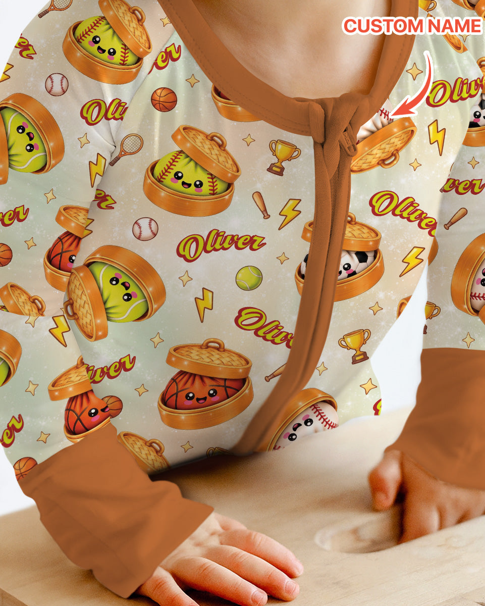 Custom Name Sports Dumpling Bamboo Convertible Zippy