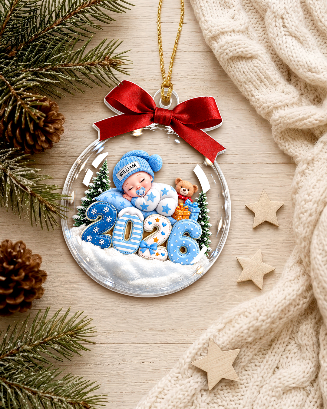 Sweet Dreams Baby Christmas Acrylic Ornament